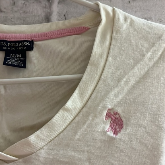 Ralph Lauren Sport cream colour, pink logo Long Sleeve T-Shirt size medium - Picture 2 of 4
